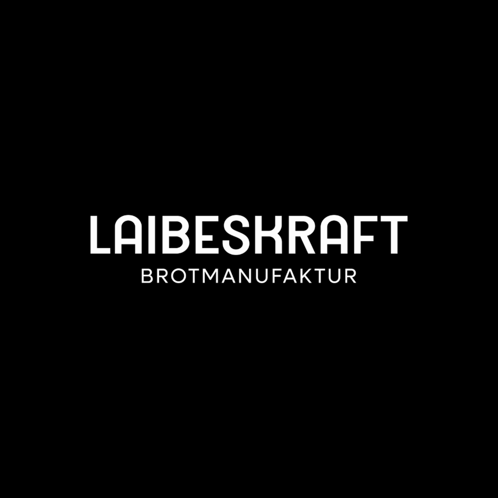 Das Logo des Konzeptes "Laibeskraft" in weiß auf schwarzem Hintergrund.